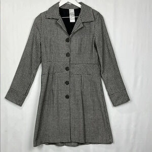 Cherish Womens Jacket/Dress Black & White Houndstooth Check Button Up 15% Wool
